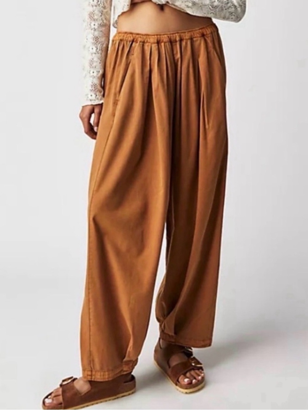 Free People To The Sky Cord Parachute Pants Camel Brown w/Pockets Size M